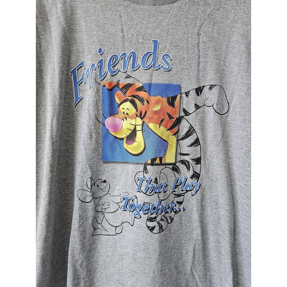 Vintage Disney Tigger Shirt Mens XL Gray Friends Stay Together Pooh 90s Cartoon - Picture 2 of 7